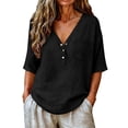 thumbnail image 2 of Only Moment Womens Tops Short V Neck Summer Sweater Spring Tunic Dressy Casual Blouses Business Cute Trendy Short Sleeve Shirt 2026 Fashionably Late Mom Black,S, 2 of 6