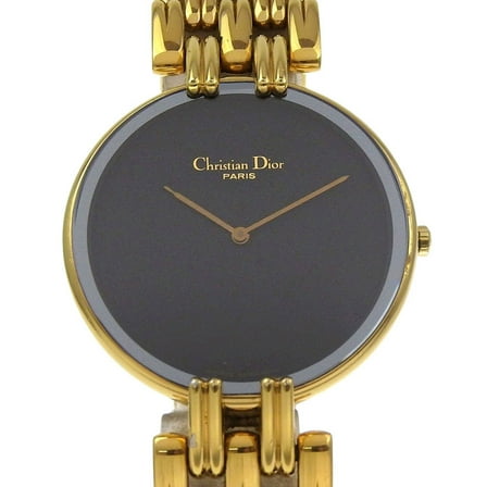 Pre-Owned Dior Bagira Watch 47 152-2 Gold-Plated Quartz Analog Display Black Dial... (Good)
