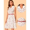 thumbnail image 2 of INSPIRE CHIC Vestido Floral Sin Mangas Con Cuello Y Cinturón Para Mujer Vestido Camisero Retro Con Media Tapeta Blanco M, 2 of 5