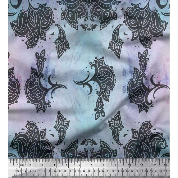Soimoi Cotton Poplin Fabric Artistic Paisley Decor Fabric Printed Yard 42 Inch Wide