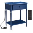 thumbnail image 1 of Pemberly Row Table de Chevet Côtier Table d'Appoint avec Chargeur CA/USB - Bleu Marine, 1 of 9