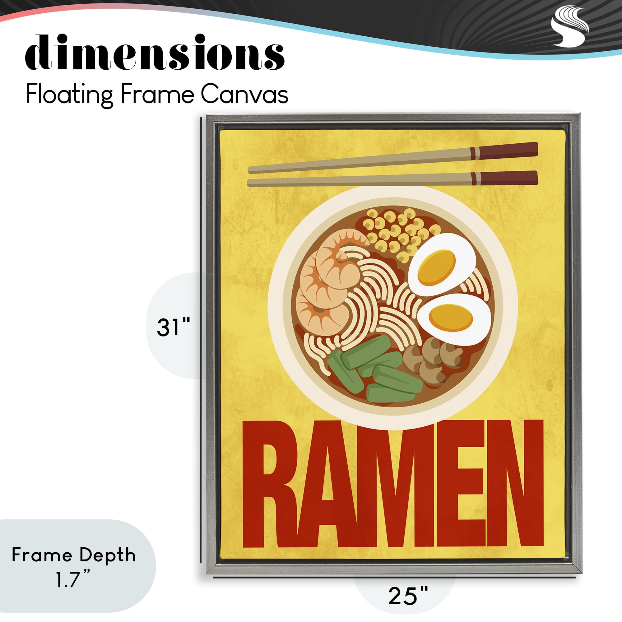 Stupell Industries Bright Ramen & Chopsticks Gray Framed Floater Canvas Wall Art, design by Marcus Prime