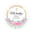 thumbnail image 1 of Etiqueta Adhesiva personalizada para Bautizo y bautismo, nombre, fecha, texto, primer marco floral, 1 of 4