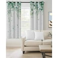 thumbnail image 2 of Teal Botanical Blackout Curtains 45 Inches Long, Spring Weeping Eucalyptus Leaves Thermal Insulated Black Out Curtains, Small Darkening Window Curtain Drapes for Cafe Bedroom 42"x45" 2 Panels, 2 of 8