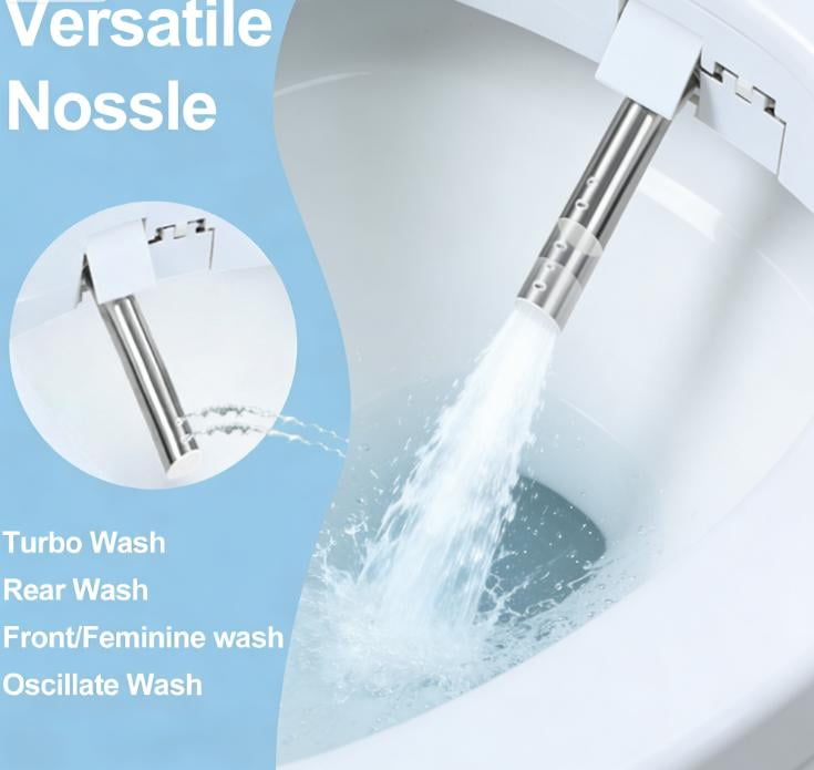 Tchonts Smart Heated Toilet Seat for Elongated V-Shaped Toilets – Bidet Warm Water Wash, Self-Cleaning Nozzle,Warm Air Dryer, Deodorizer,Soft-Close Lid,LED Night Light & Remote Control,Easy Install