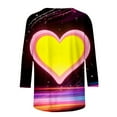 thumbnail image 5 of BLVB Womens 3/4 Sleeve Crew Neck T-Shirts Valentina's Day Spring Shirts Love Heart Printed Graphic Tees Tops Gifts, 5 of 6