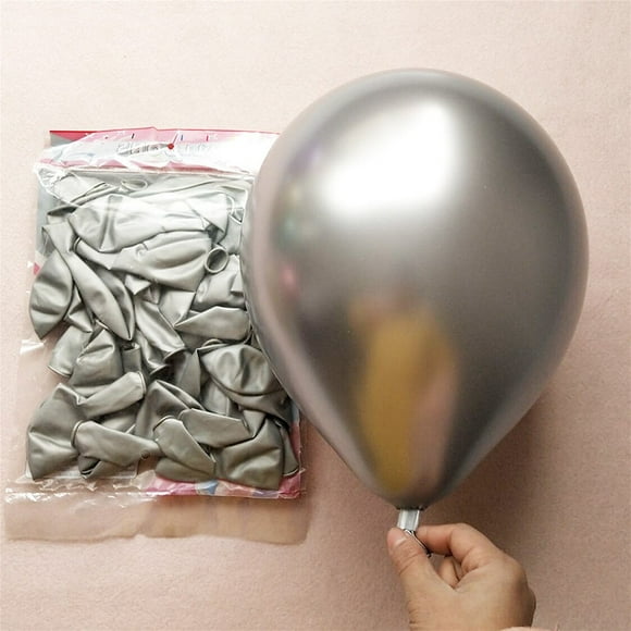 100pcs Metallic Rose Gold, Silver, Blue, Gold, Purple Balloons for Wedding, Happy Birthday, Latex Metal Chrome Balloons, Air Helium Balloon