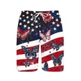 thumbnail image 6 of Men's Patriotic 4th of July Print Quick-Dry Swim Trunks, Elastic Waist Beach Shorts with Pockets Coffee L, 6 of 6