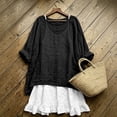 thumbnail image 2 of Yeaiivve Women's Beach Outfit 2 Piece Cotton Linen Long Sleeve Blouse Spaghetti Straps Ruffle Hem Mini Dress Lightweight Vacation Travel Set for Women Black,S, 2 of 8
