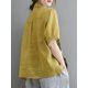 thumbnail image 3 of Camisas sueltas para mujer con rayas y empalmes, manga corta, botones, estilo vintage, informal, 3 of 8