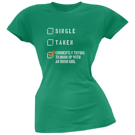 St Patricks Day - Hook Up Irish Girl Kelly Green Juniors Soft T-Shirt
