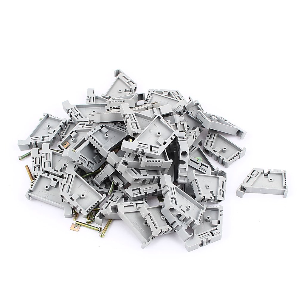 50Pcs 35mm DIN Rail Screw Fixed Terminal Block End Stopper Mounting