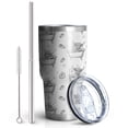 thumbnail image 2 of 30oz White Highland Cow Bathtub Bubble Pattern Tumblers Stainless Steel Tumbler with Lid and Straw,Vacuum Insulated Double Wall Travel Tumbler Cups Mug with Cleaning Brush for Coffee,Tea, 2 of 7