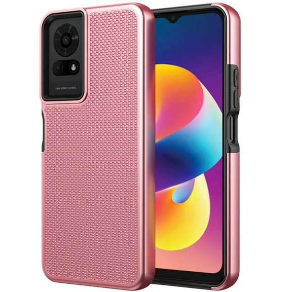 For TCL 50 LE Texturized Dotted Design Hybrid Case - Rose Gold