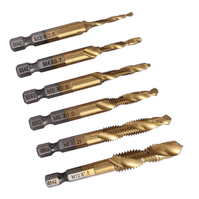 Juego de brocas para macho de roscar de acero, kit de brocas para macho de roscar combinadas métricas de 6 piezas, brocas para macho de roscar, los mejores materiales