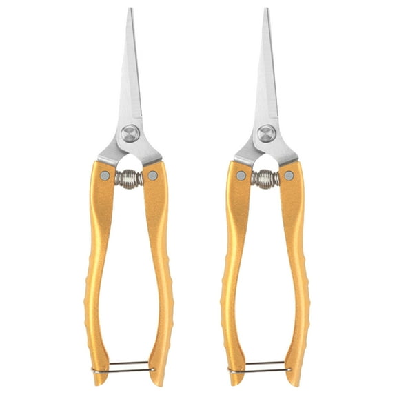 WRISTBIQUE 2-Pack Heavy Duty Garden Pruners with Stainless Steel Blades and Golden Non- Ergonomic Handles