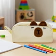 thumbnail image 3 of allydrew 3D Animal Face Pencil Case, Large Capacity 2 Compartment Pencil Pouch for Stationery Tools, Capybara, 3 of 5