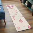 thumbnail image 3 of 2'x6' Rug Runners for Hallways Kitchen, Pink Christmas Snowman Non Slip Entryway Beside Floor Carpet Runner, Xmas Snowflake Birds Washable Laundry Room Bedroom Throw Rugs Mat for Family Pet, 3 of 8