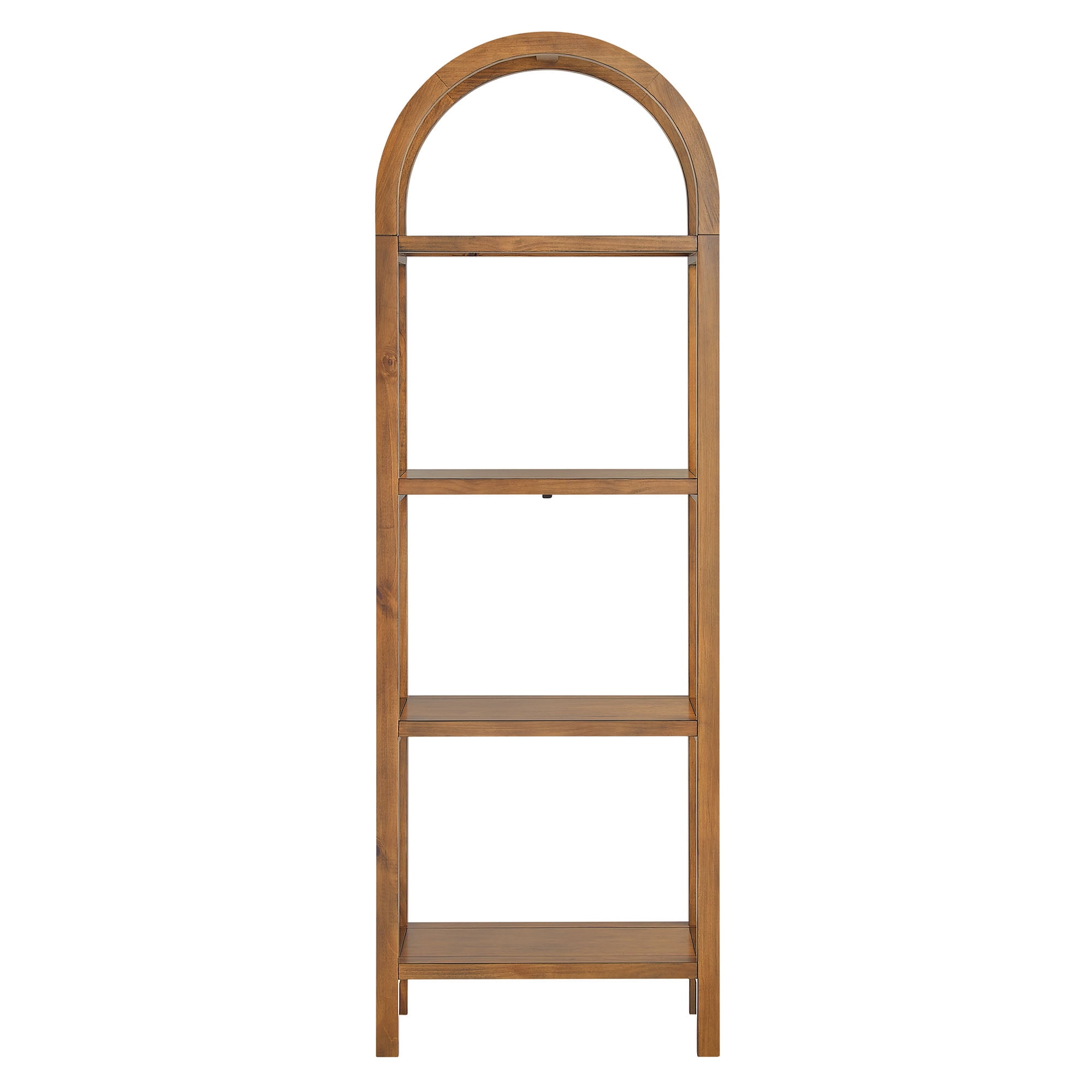 Vexley 72 Inch Tall Narrow Arched Bookshelf in Walnut