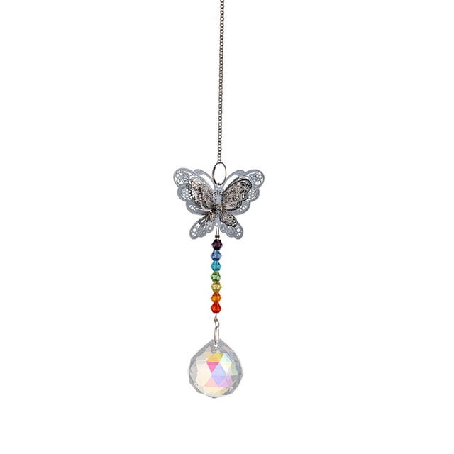 Encantador reflector de luz solar con forma de prisma de cristal y perlas para decoración de jardín y porche. Pelota
