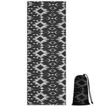 Black Geometric Pattern Hot Yoga Mat Towel Non Slip for Hot Yoga - Quick-Drying Yoga Mat Cover with 4 Corner Pockets with Travel Bag - Hot Yoga Towel Non Slip Grip Moisture Wicking Sweat 70"x26"