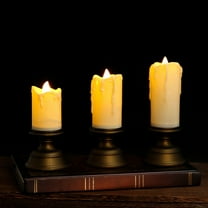 Flameless LED Votive Candles Set for Wedding or Halloween, Plastic, 3 Sizes, Safe Battery Operated for Tabletop or Room Decor