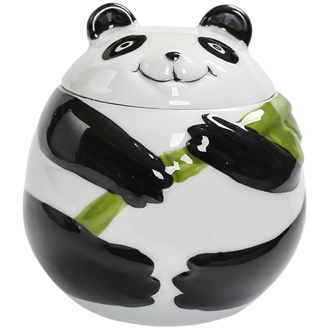 Shisuyan Ceramic Tea Sugar Jar Kitchen Sealed Storage Holder Panda Shaped Tea Container with Lid(250ml)