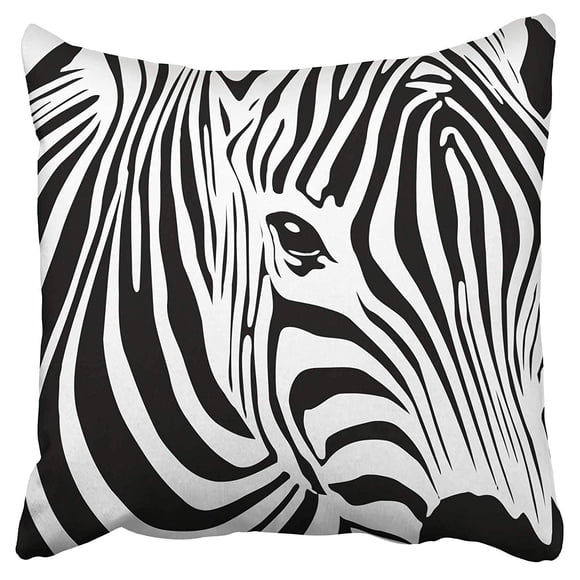 BOSDECO Art Abstrait de Visage de Zèbre Imprimé Drôle Taie d'Oreiller Housse de Coussin 20x20 Pouces