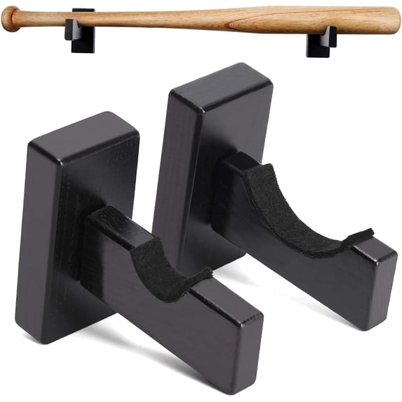RYLZX 2PCS Baseball Bat Display Case, Baseball Bat Hanger Holder, Wall Mount Baseball Bat Horizontal Rack, Baseball Bat Bracket - Black