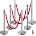 thumbnail image 2 of 6-Pack 38In Silver Stainless Steel Retractable Stanchion Posts with Red Rope, for Indoor & Outdoor Queue Management, 2 of 11