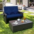 thumbnail image 3 of Costway Patio Rattan Loveseat Set Daybed Lounge Storage Ottoman Side Tables Adjust Navy, 3 of 10