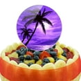 thumbnail image 5 of Acrylic Purple Sunset Beach Palm Tree Hawaii Paradise Cake Topper Party Decoration for Wedding Anniversary Birthday Graduation, 5 of 6