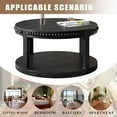 thumbnail image 5 of Round Solid Wood Coffee Table with Thickened Top, 2 Tier Coffee Table with Real Wood Beads, Circle Center Table for Small Space Living Room, Black, 5 of 7