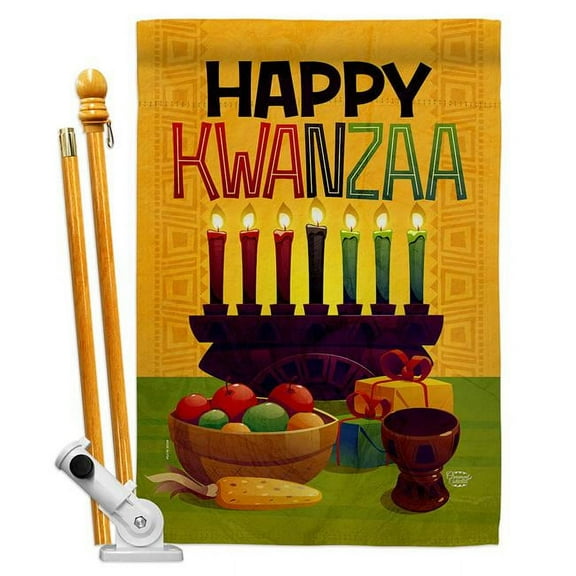 Ornament Collection HS190020-BO 28 x 40 in. Harvest Kwanzaa House Flag Set Black History Double-Sided Decorative Vertical Flags & Decoration Banner Garden Yard Gift
