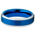 thumbnail image 2 of 6mm Blue Tungsten Carbide Ring Brushed Finish Beveled Edges Carbide Anniversary Edition Comfort Band (6), 2 of 3