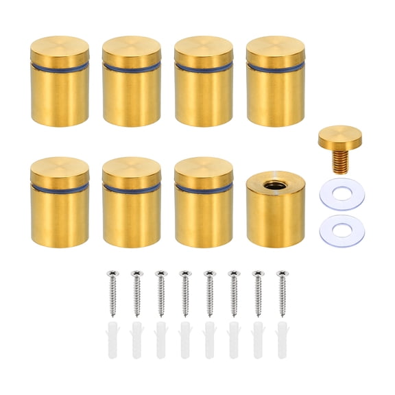 Uxcell 1 x 1.2 Inch Sign Standoff Screws, 8 Set Stainless Steel Wall Standoff, Gold