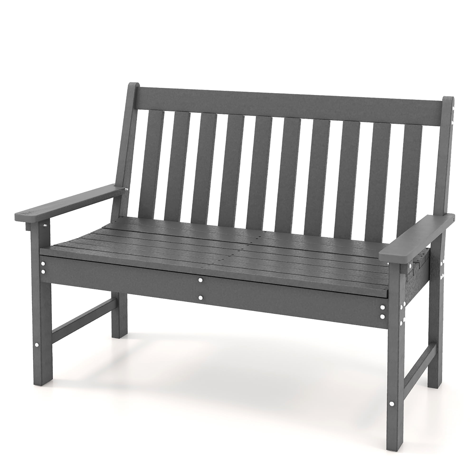 Gymax Garden Bench AllWeather HDPE 2Person Outdoor Bench for Front