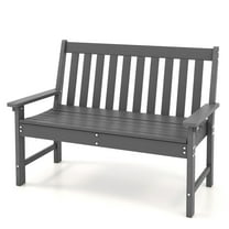 Gymax Garden Bench All-Weather HDPE 2-Person Outdoor Bench for Front Porch Backyard