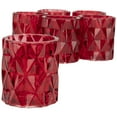 thumbnail image 4 of Koyal Wholesale 3" Tall Red Modern Multifaceted Glass Candle Holders, Set of 6 Votives, Bulk Tealight Holders, 4 of 5