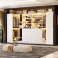 thumbnail image 3 of Homieasy U-Shaped Closet Organizer System, 104'' Wide Wardrobe Closet with 8 Drawers, 4 Hanging Rods, and 13 Storage Shelves, Large Closet System for Walk-in Closet, White, 3 of 7