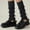 czb# Black1226, variant on Wuxian Cozy Socks Leg Warmers Solid Knitted Over The Knee Stocking Bow Soft Stretchy Thigh Knee High Socks Fuzzy Socks,Black,One Size