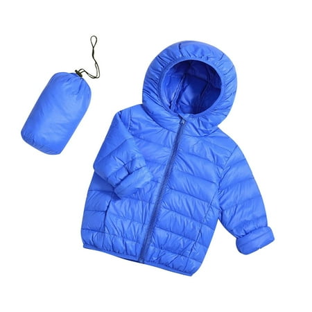 

HaiMao Kids Teens Winter Coat Puffer Jacket Clearance Boys Girls Long Sleeve Hoodie Ultra Lightweight Down Coat Blue 3 Years(120)