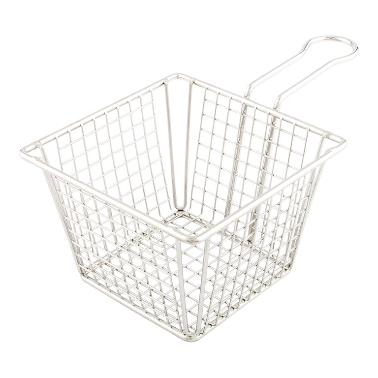 Square Silver Stainless Steel Small Fryer Basket - 5 x 4 x 3 1/4 - 1  count box 