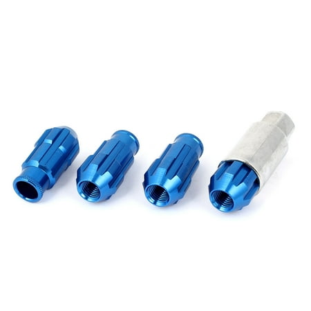 Unique Bargains 4 Pcs Blue Racing Wheel Tuner Lug Nuts Screw M12 x 1.5mm w Hex Key