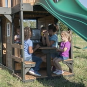 Backyard Discovery Canyon Creek Cedar Wood Swing Set, Slide, Clubhouse, Rock Wall