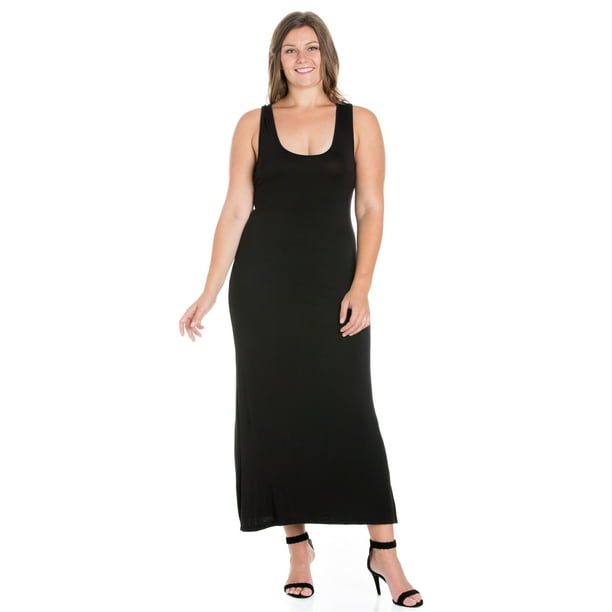 24/7 Comfort Apparel - Women’s Plus Size Racerback Maxi Dress - Walmart ...
