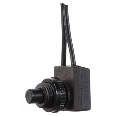 RV Designer Push Button Switch 10A SPST 4.5 Inch Leads, Black