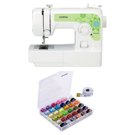 UPC: 0782314928774 | Brother Sewing SM1400 14 Stitch Sewing Machine (White) with 36-Piece Bobbins and Sewing Threads Set