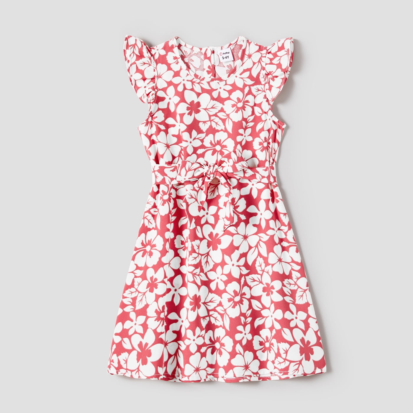 Sibling Matching All Over Butterfly and Floral Print Ruffle Flutter-sleeve Dress and Romper Set