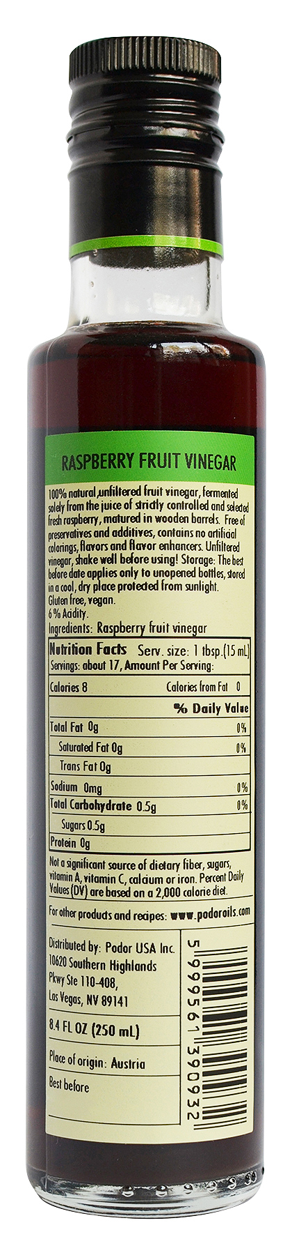 Buy PÖDÖR Premium Raspberry Vinegar - 8.4 fl. Oz. - 100% Natural, Aged ...